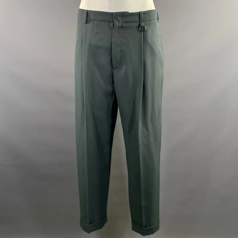 STELLA McCARTNEY Green Grey Viscose Blend Peak Lapel Suit